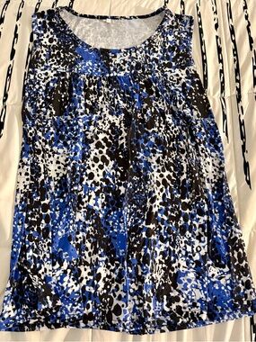 Black/Blue/White Splattered Tank Top | Large